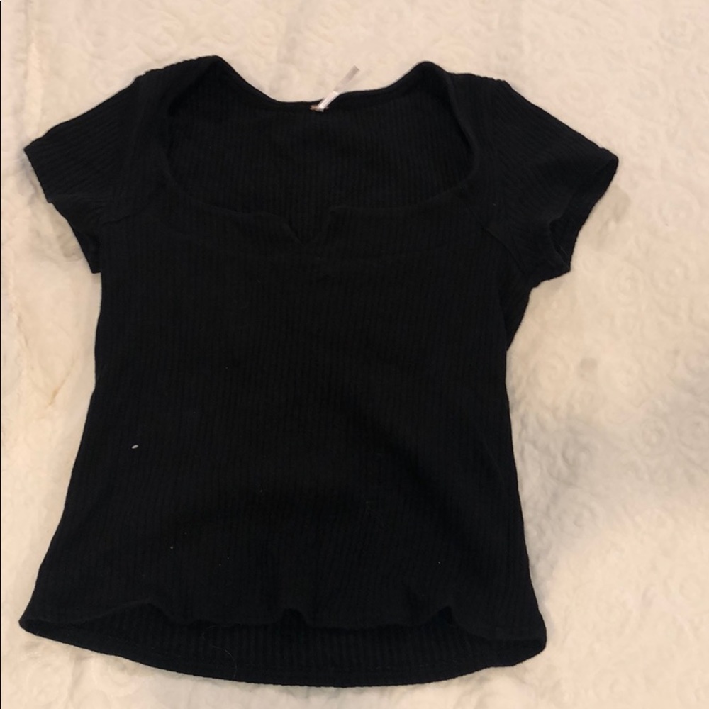 Square-neck cropped shirt